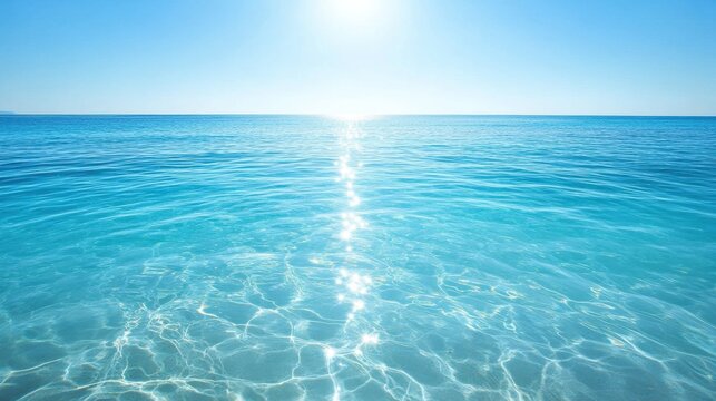 Crystal clear blue sea water rippling under soft sunlight creating a sense of serenity and open space perfect for travel and nature designs