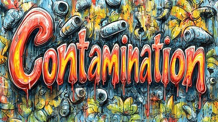 Obraz premium Colorful graffiti art illustrating the concept of contamination