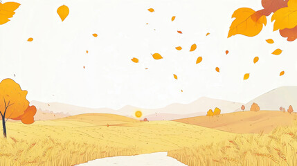 Autumn outdoor nature scenery in illustration style