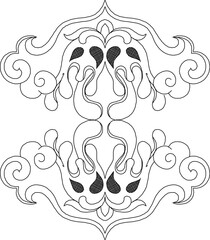 Vector sketch, illustration, silhouette, design, decorative image, ornament, baground, classical vintage carving, ethnic floral animal, traditional Chinese 