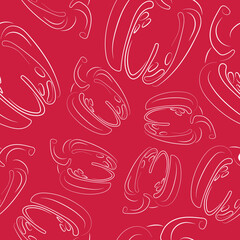 seamless pattern with bell pepper icons drawn in thin lines placed randomly. vector