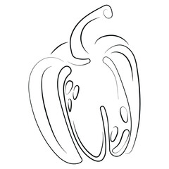 bell pepper logo icon drawn with thin lines. vector