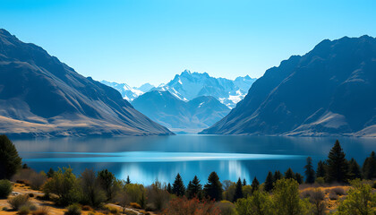 Wonderful colors of Lake Carezza and its view of Latemar mountain range isolated with white highlights, png