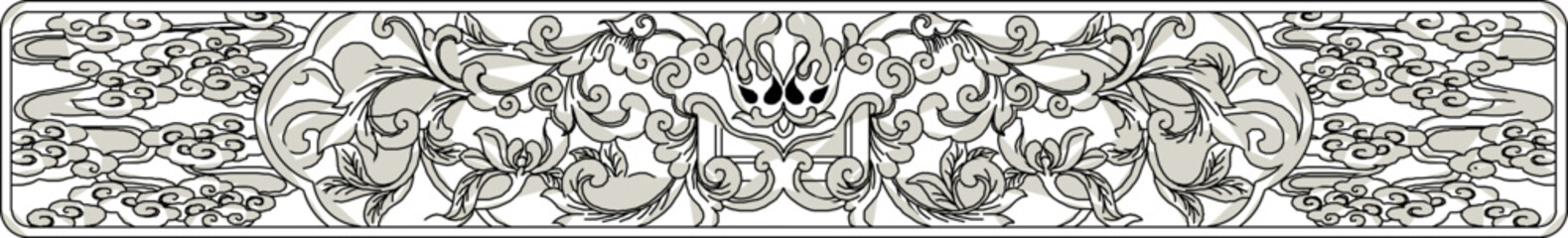 Vector sketch, illustration, silhouette, design, decorative image, ornament, baground, classical vintage carving, ethnic floral animal, traditional Chinese
