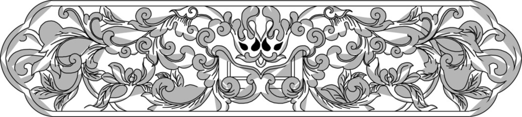 Vector sketch, illustration, silhouette, design, decorative image, ornament, baground, classical vintage carving, ethnic floral animal, traditional Chinese 