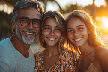 Fototapeta premium Happy Family Moment Mother, Father, and Teenage Daughter Enjoying Time Together