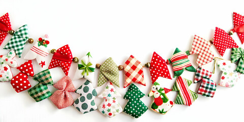 Fototapeta premium 3D Upcycled Fabric Christmas Garland - Seamless Minimal Background with Vibrant Textures for a Zero Waste Holiday Season