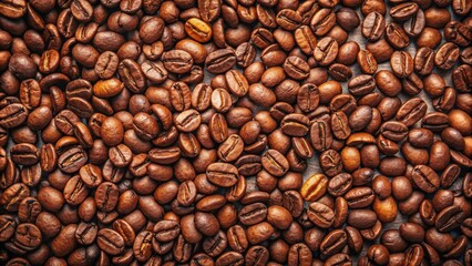 Obraz premium Top view of coffee beans arranged artistically on a flat surface in muted tones