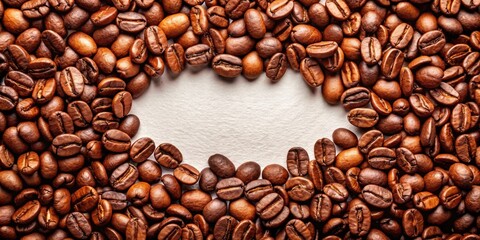 Fresh coffee beans with copy space for text or design