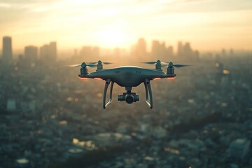 Fototapeta premium Aerial Photography Drone Capturing Cityscape Footage