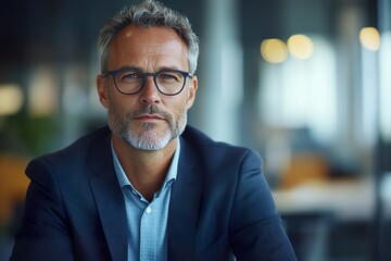 Obraz premium Mature Corporate Manager Leading a Meeting in an Office