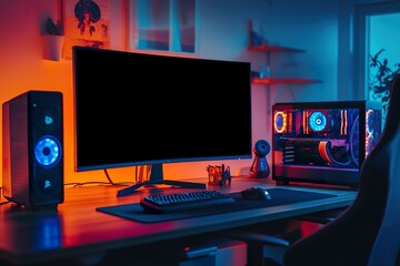 Naklejka premium Modern Gaming Setup with High-Performance PC