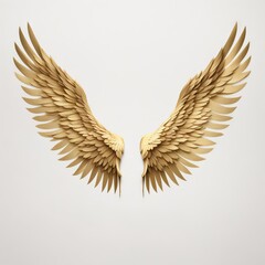 Obraz premium Spread wings of an angel on white background. 