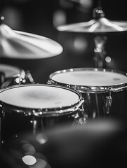 Obraz premium A close-up shot of a drum set with cymbals.