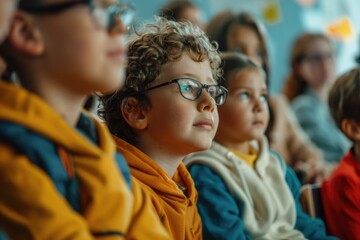Group of kids performing for an enthusiastic crowd, great for events or performances