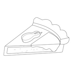 Pumpkin pie whole and slice thin line art icon for food apps and websites on white background, editable stroke. Line art icon of a pie thanksgiving dessert illustration vector graphic.
