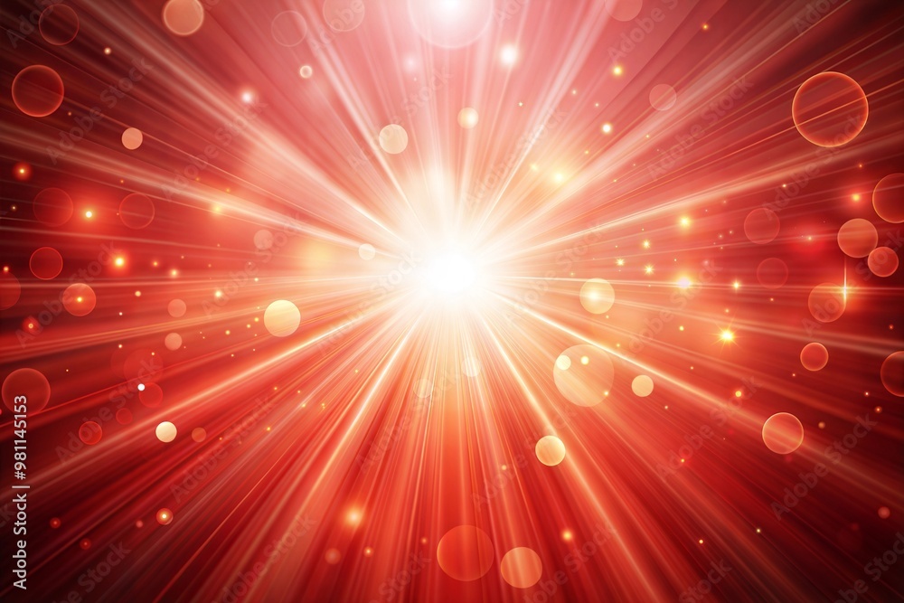 Wall mural vibrant red light burst with bokeh effects festive background