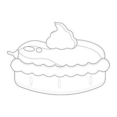 Pumpkin pie whole and slice thin line art icon for food apps and websites on white background, editable stroke. Line art icon of a pie thanksgiving dessert illustration vector graphic.