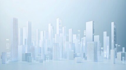 Naklejka premium Expansive Cityscape of Sleek Towers and Gleaming Glass Facades