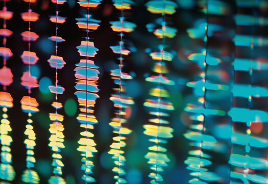 Colorful abstract bokeh lights with a blurred background.