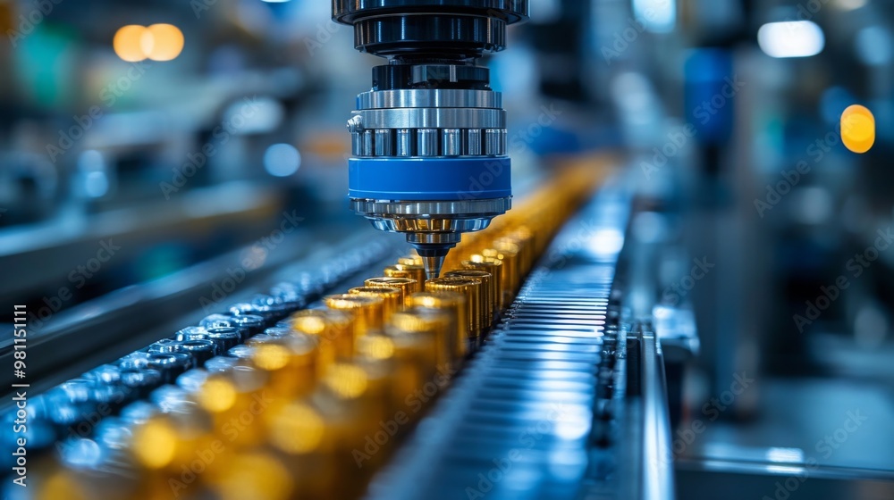 Poster adaptive robotic gripper handling metal components on an assembly line in a factory setting