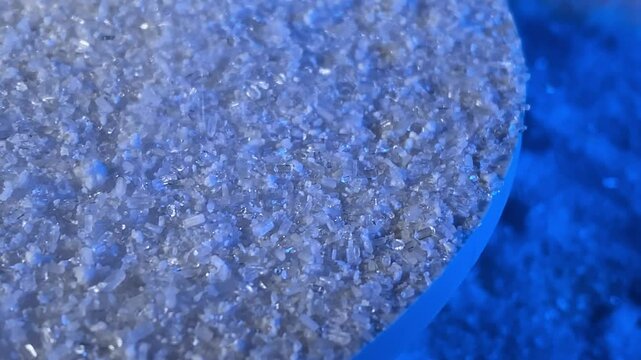 close up white salt. Epsom salt. Salt. Salt particles. Slow motion. High quality 4K video.