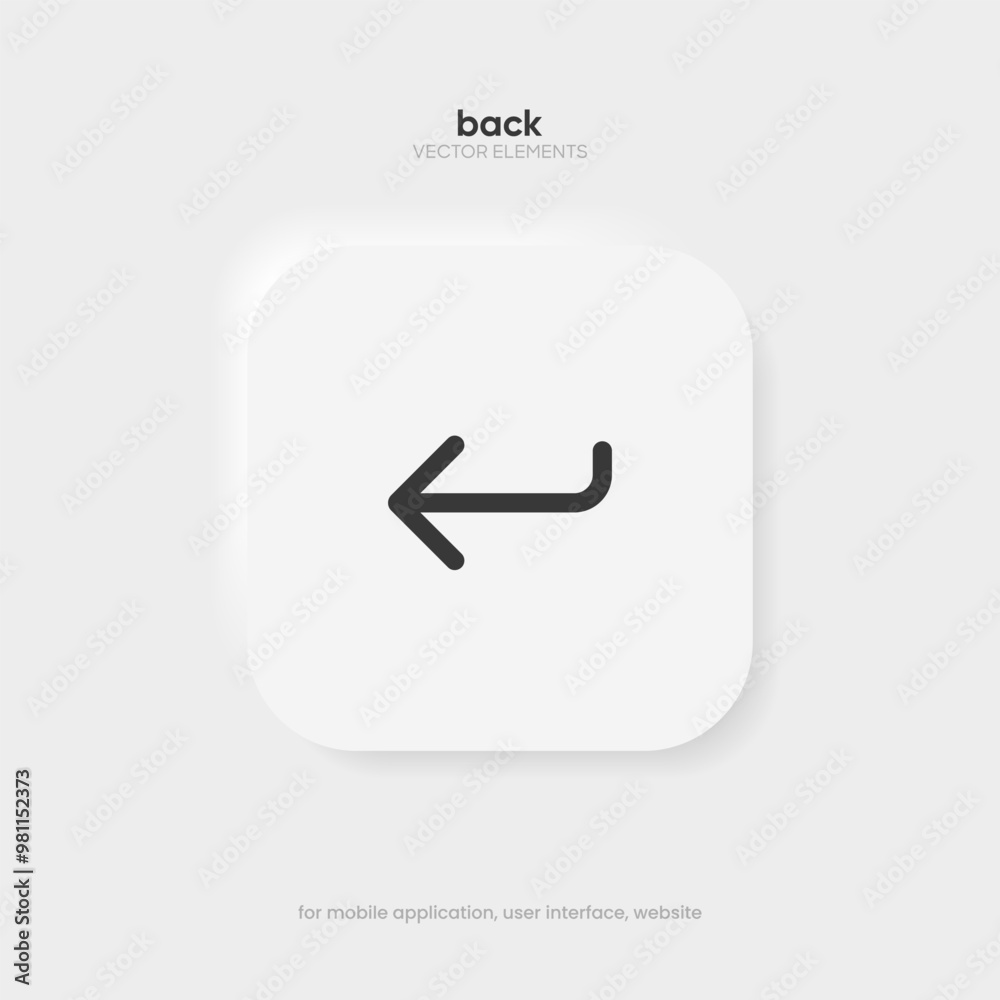 Poster Arrow back icon. Previous direction symbol. Icon arrow symbol. Left symbol. Returning arrow icon. Return icon. Go back sign.