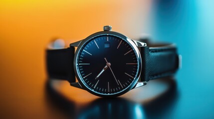Elegant Slim Wristwatch in High-Key Lighting on Neutral Background