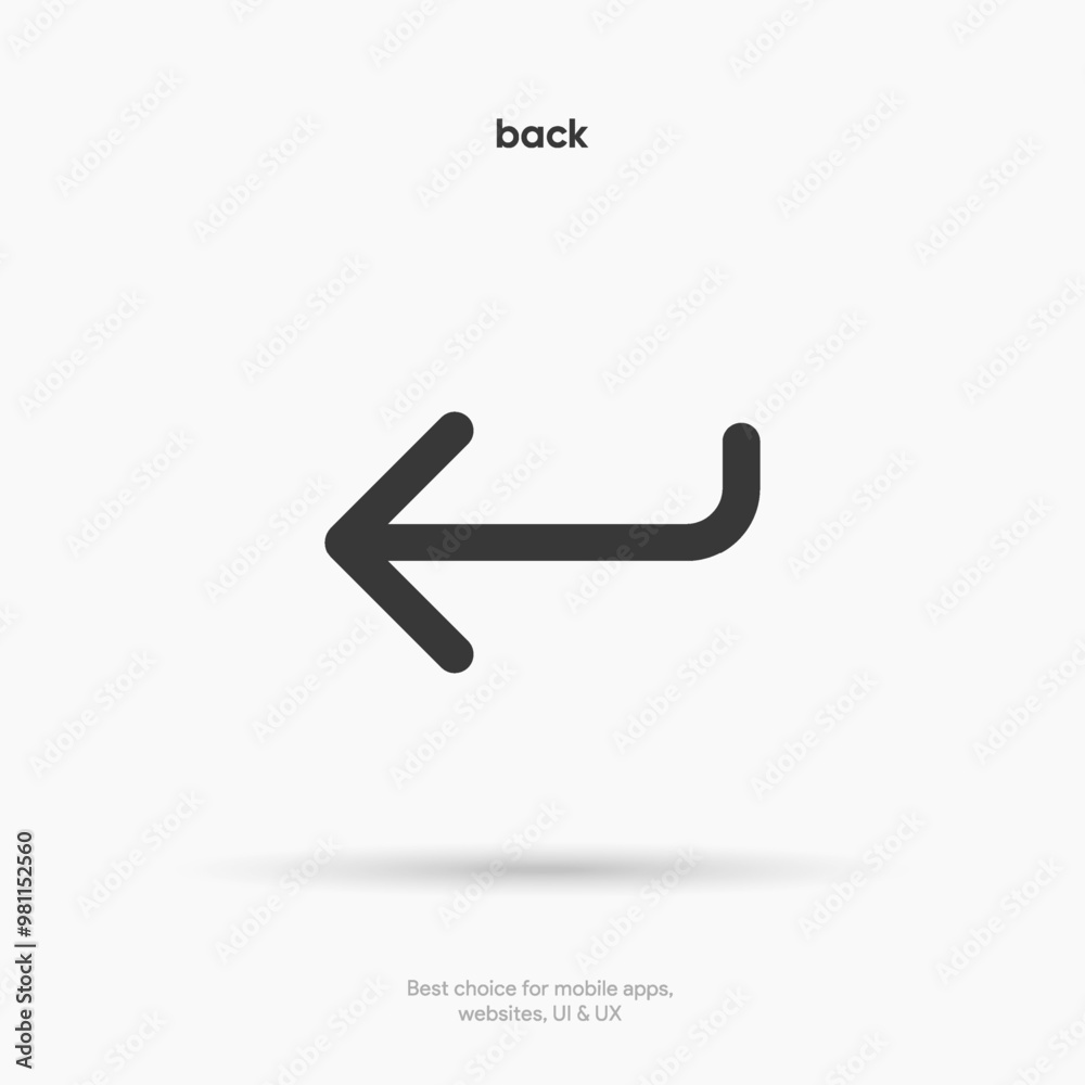 Aufkleber Arrow back icon. Previous direction symbol. Icon arrow symbol. Left symbol. Returning arrow icon. Return icon. Go back sign.