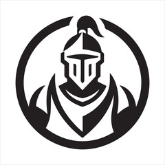 spartan logo, simple knight, black and white