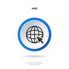 Web icon symbol. Internet icon. Go to web icon. Http address sign. Globe network www website icon with isolated white background for UI UX mobile app