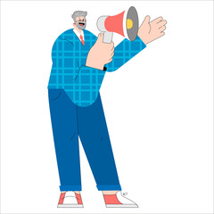 Older Businessman. Flat Vector Illustration