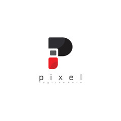 letter p and i.pixel logo illustrations, logo templates.for media, apps, trademarks, etc.