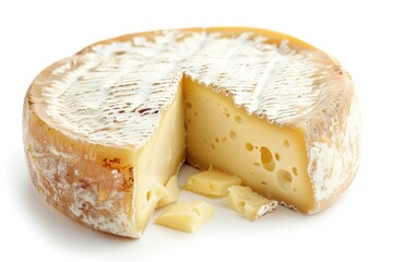 A slice of cheese with a bite taken out, perfect for illustration or advertising