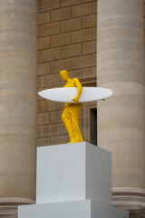 France - Olympic Games Paris 2024. Colorful statues adorning the facade of the National Assembly depict Olympic representations of the Venus de Milo