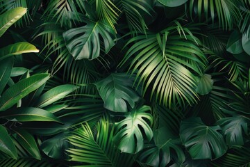 A dense cluster of green leaves against a dark background