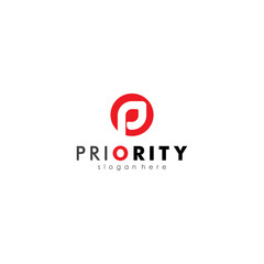 letter p logo simple circle leaf shape logo
