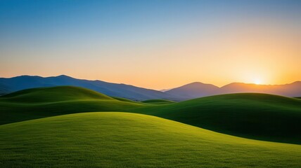 Bright sunrise over rolling hills, representing hope and new opportunities