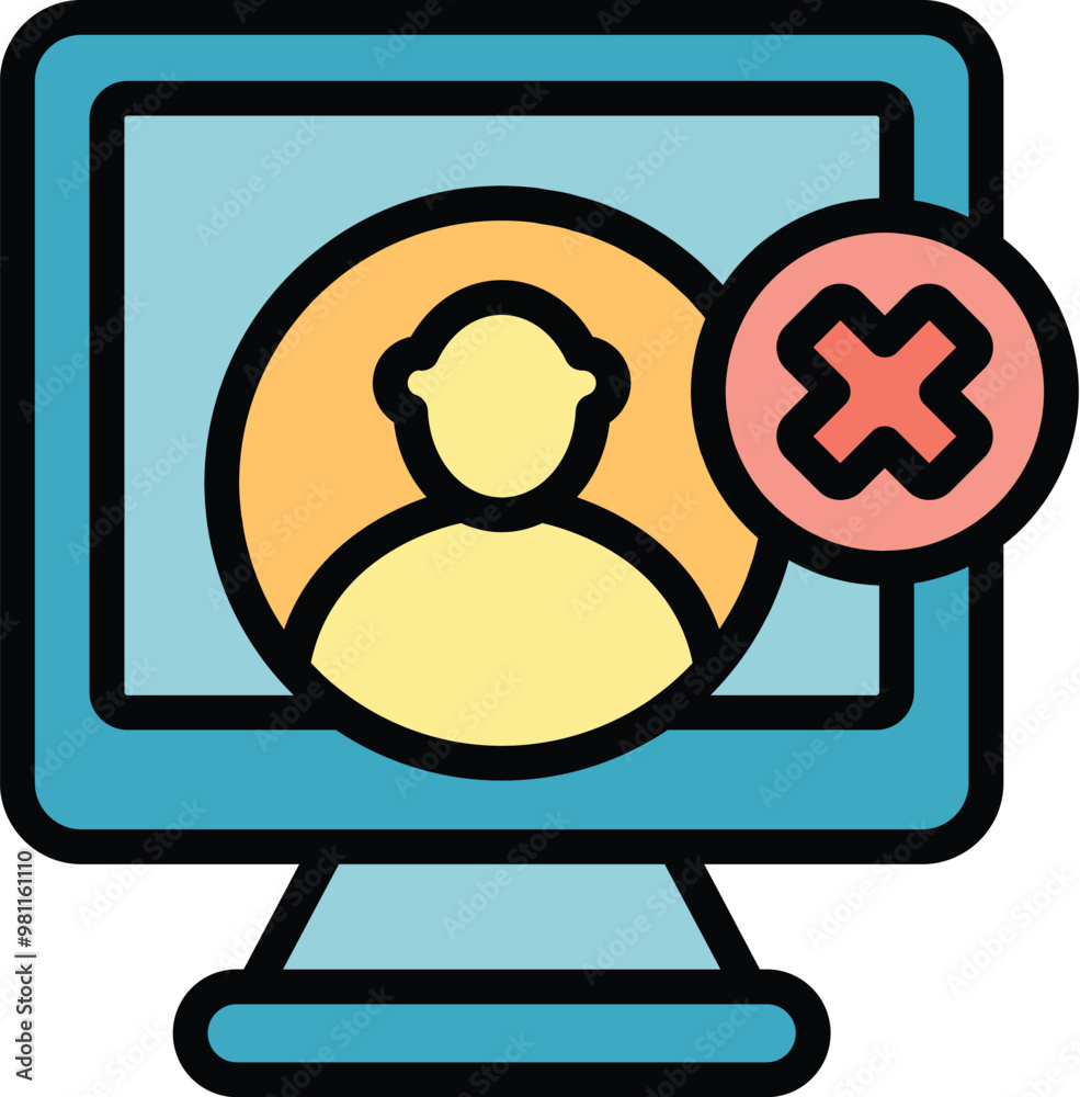 Poster this icon represents the concept of deleting a user account on a computer, highlighting user data pr