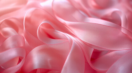 Obraz premium Close-up of intertwined pink fabric ribbons symbolizing the fight against breast cancer and support for survivors