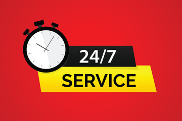 24 hour Service with Clock on dark red background