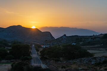 sunset in crete mountains
