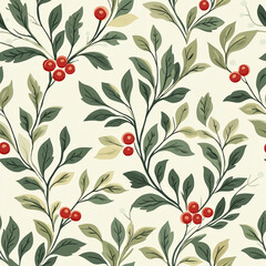 Fototapeta premium A Pattern For A Christmas, Handpainted Hygge, Christmas Colors. Beautiful Xmas Pattern With Ornaments. Christmas Wrapping Paper Concept. Seamless Pattern. Precise Patterns