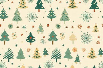 Christmas Seamless Pattern. Coniferous branches, cones, red artificial berries, thuja branches. Pattern for wrapping paper, greeting cards, invitations, fabric, prints.