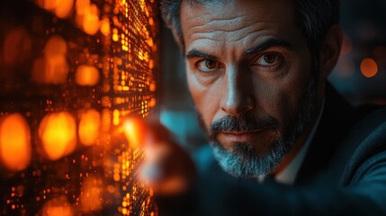 technology internet and network concept businessman pressing virtual button expertise business consulting concept