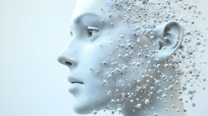 3D Icon of Political Analyst's Eureka Moment - Close-Up of Insightful Face in Election Prediction with Web of Data Points - Isolated White Background for Breakthrough Visuals