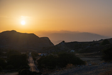 sunset in the mountains of crete