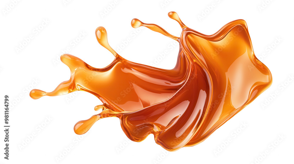 Aufkleber A dynamic splash of caramel reflecting light, perfect for culinary or design projects emphasizing fluidity and richness.