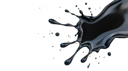 A dynamic splash of black liquid, showcasing fluid movement on a dark background, ideal for artistic and commercial projects.
