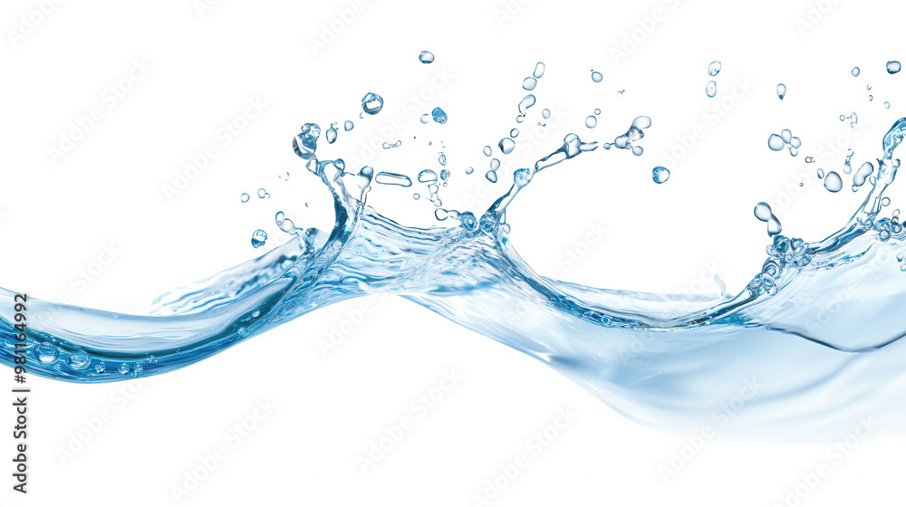 Poster A dynamic splash of clear water creating beautiful waves, showcasing the refreshing power and elegance of nature.